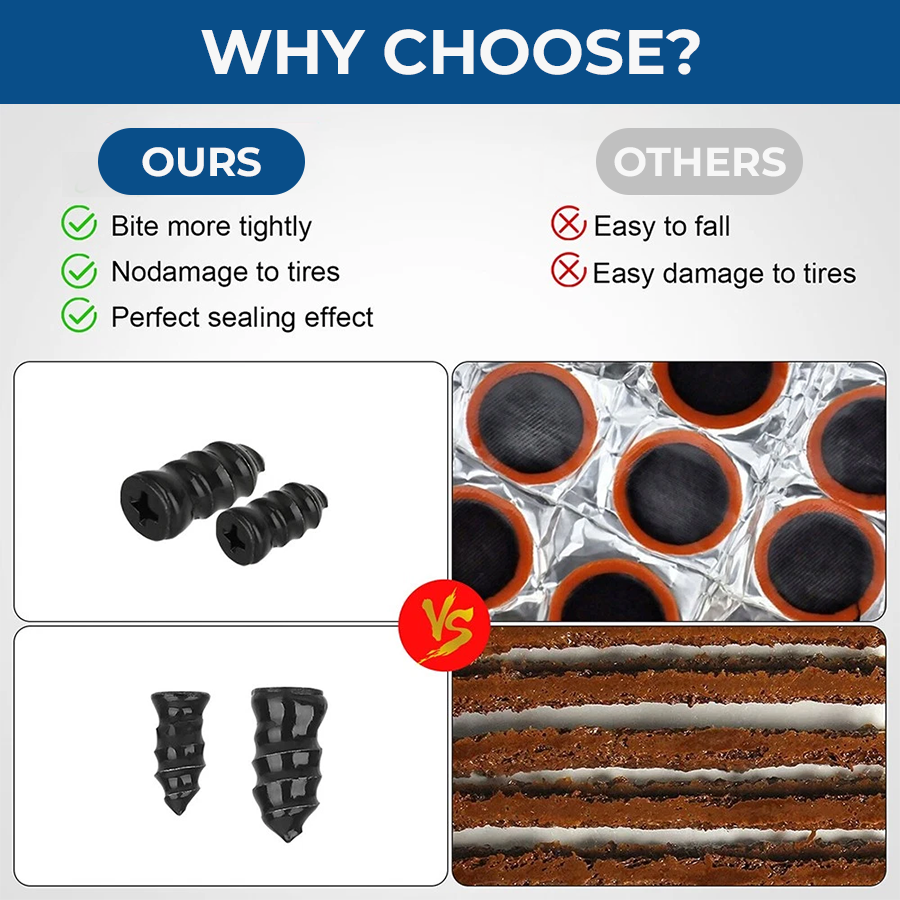 đ„60PCS Self-Sealing Tire Repair Rubber Nails Kit with 2 Sizes-Free Screwdriver Included