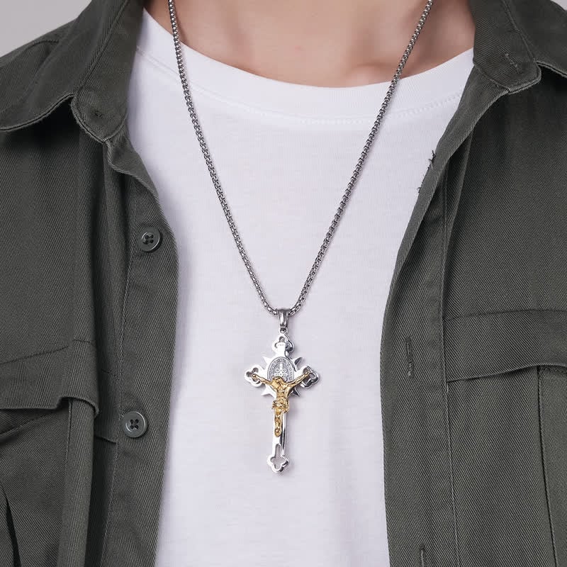 St. Benedict Protection Cross Pendant Necklace