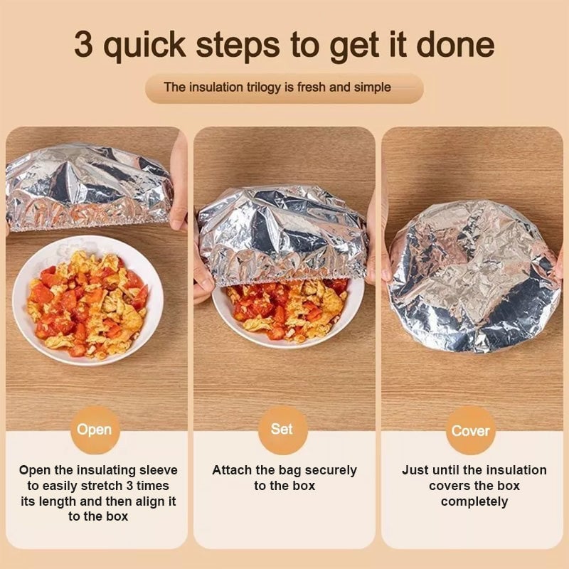 Heat Blocking Foil Insulation Cover-Keep Food Hot Longer  No More Cold Meals