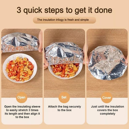Heat Blocking Foil Insulation Cover-Keep Food Hot Longer  No More Cold Meals