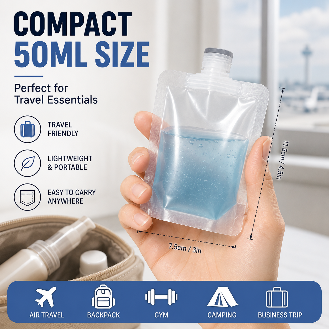 Space-Saving Refillable Travel Pouches – 12 Pack