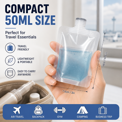 Space-Saving Refillable Travel Pouches – 12 Pack