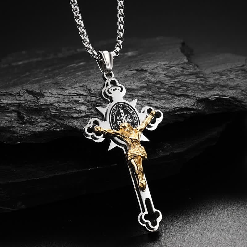St. Benedict Protection Cross Pendant Necklace