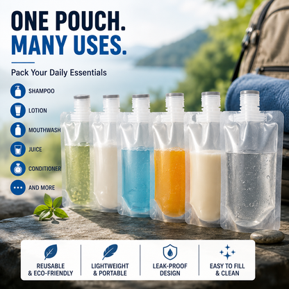 Space-Saving Refillable Travel Pouches – 12 Pack