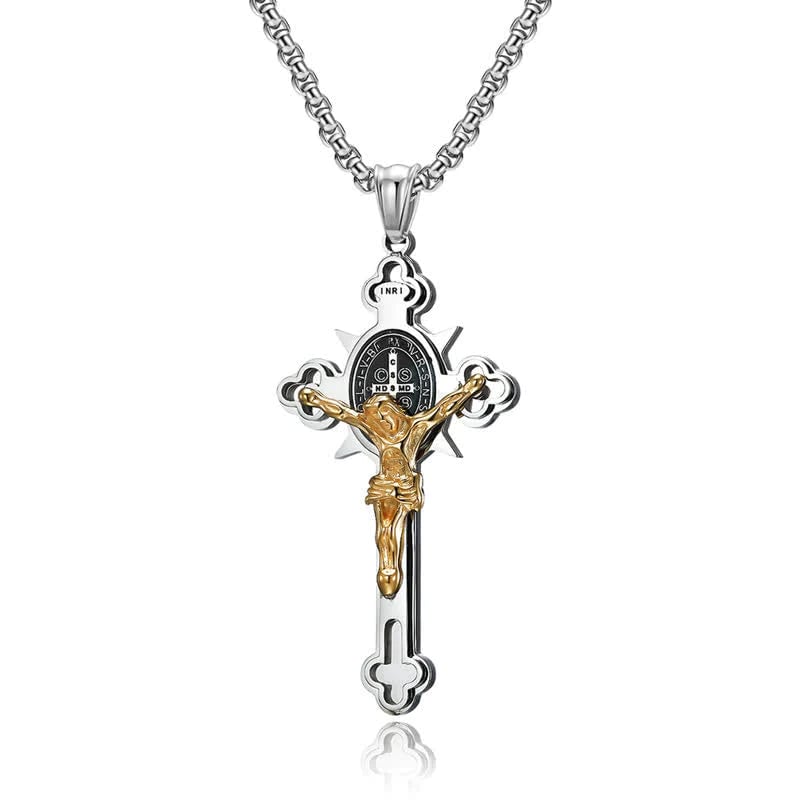 St. Benedict Protection Cross Pendant Necklace