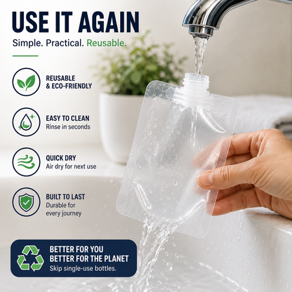 Space-Saving Refillable Travel Pouches – 12 Pack