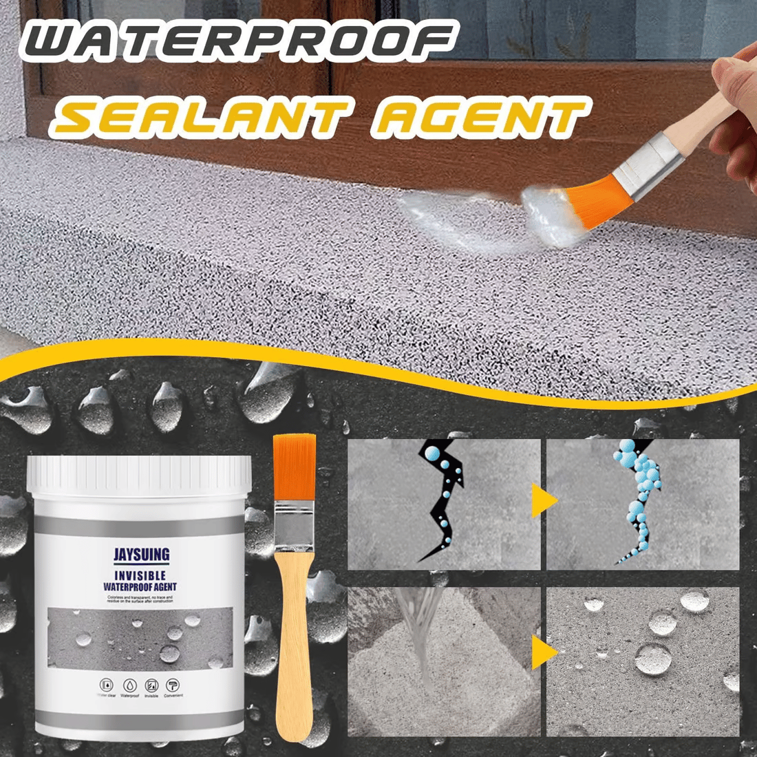 Stop Leaks Fast — Brush-On Waterproof Sealant for Cracks, Gaps & Wet Areas