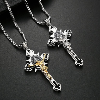 St. Benedict Protection Cross Pendant Necklace