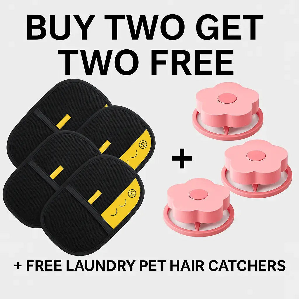 One swipe lifts stubborn fur from couches, cars & clothes-Pet Hair Removal Gloves