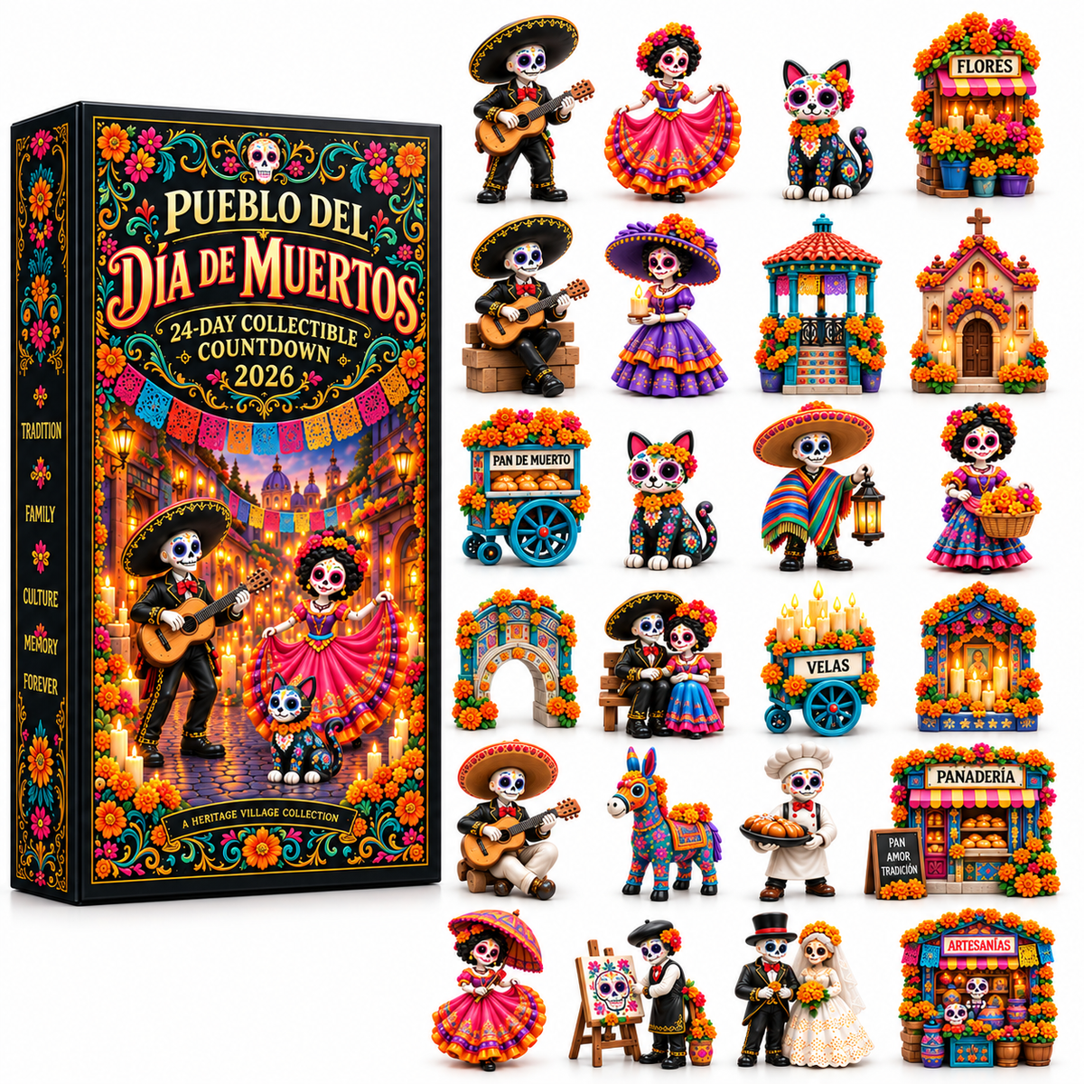 2026 Día de Muertos 24-Day Collectible Countdown-Open one surprise each day and build a complete Día de Muertos village together.