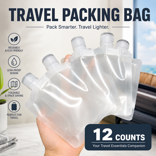 Space-Saving Refillable Travel Pouches – 12 Pack