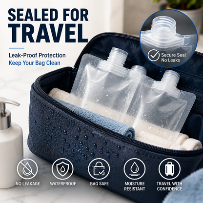 Space-Saving Refillable Travel Pouches – 12 Pack